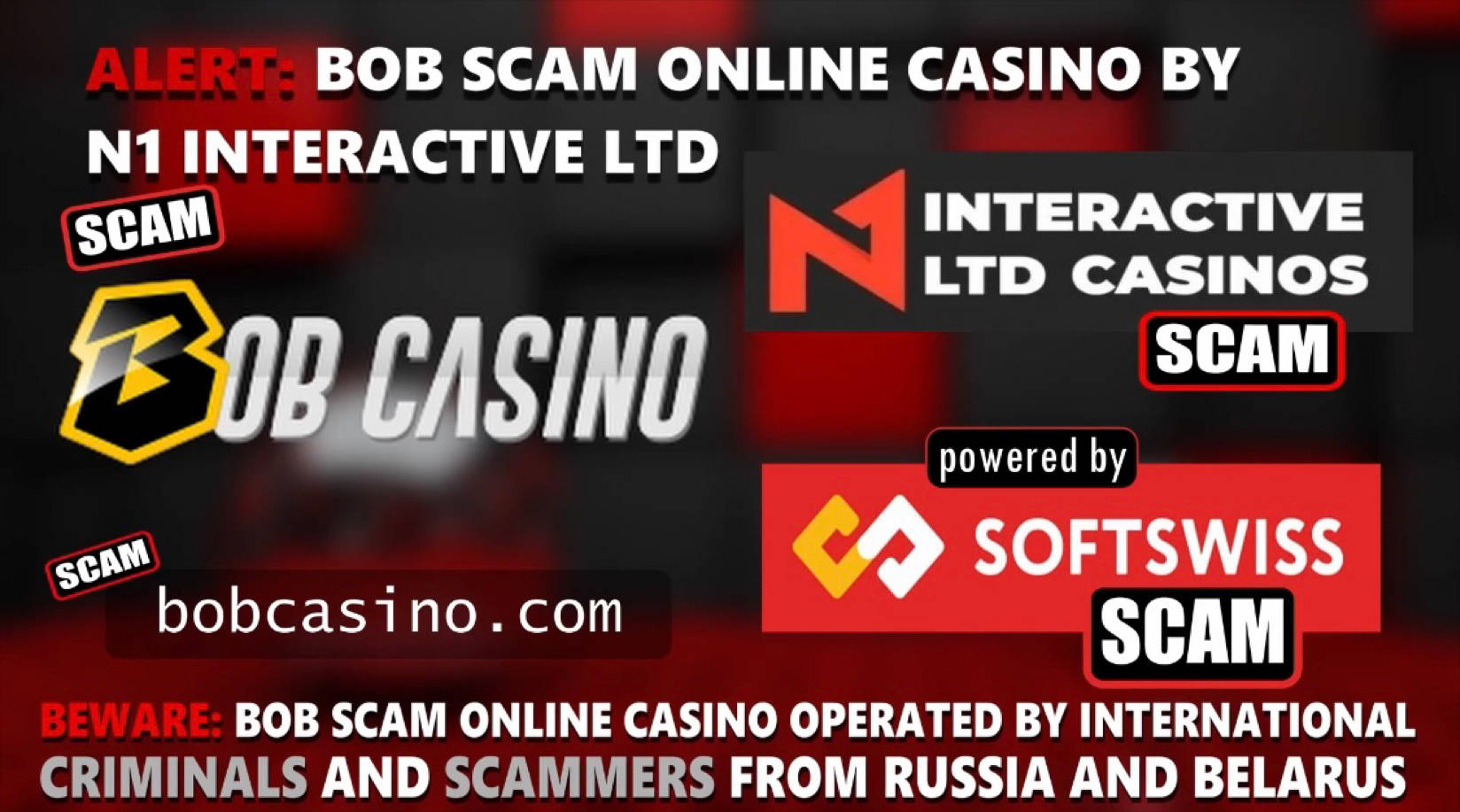 Bob Casino Scam-Softswiss-N1 Interactive-Roland Yakovlevich Isaev-Paata Gamgoneishvili-Ivan Montik-Pavel Kashuba-Dmitry Yaikov