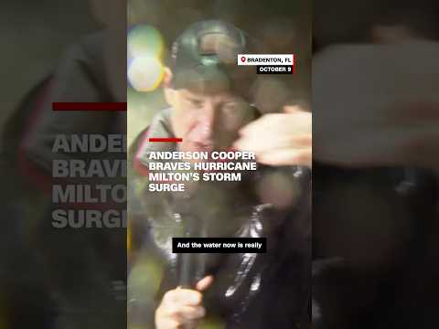 Anderson Cooper hit with flying debris from Hurricane Milton during a live broadcast