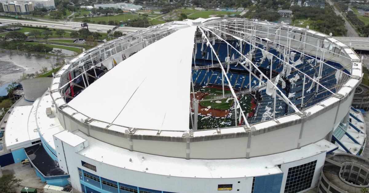 Hurricane Milton rips off Rays’ Tropicana Field roof. It was built to withstand 115-mph winds