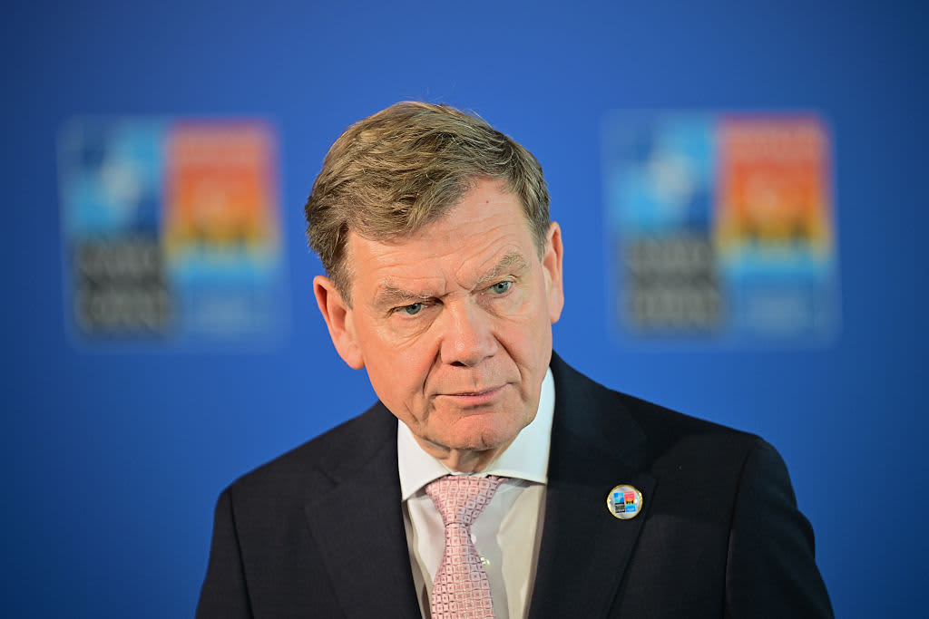 Johann Wadephul (CDU), Federal Foreign Minister, makes a statement during an informal meeting of NATO foreign ministers.