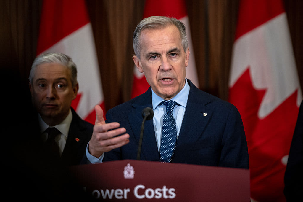 Canadian Prime Minister Mark Carney speaks during a press conference at the West Block on Parliament Hill in Ottawa, Ontario, Canada, on April 14, 2026. 